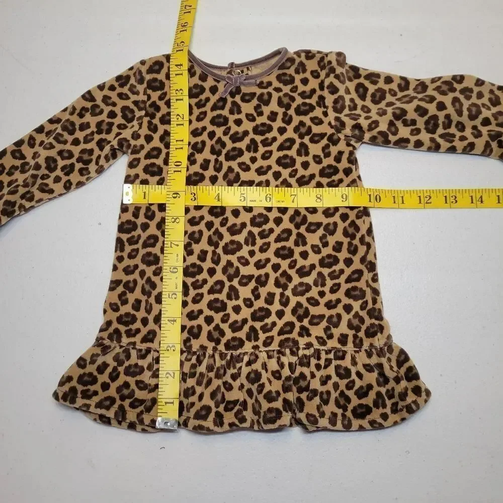 Gap Y2K Leopard Print Ruffle Hem Velour Dress Girls Infant Baby Size 3 to 6 mo